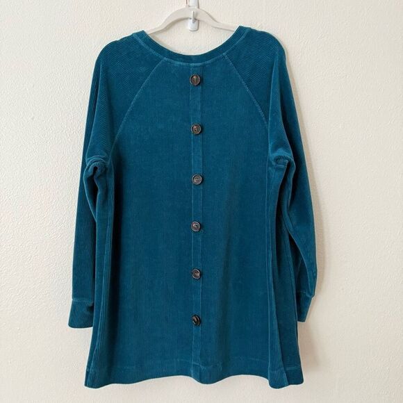 Soft Surroundings Women's Size XL Blue Caroline Pullover Crewneck Ribbed Sweater - Picture 2 of 10